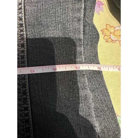 Tahari Jean Jacket S/P Embellished Sparkle Snap Close Medium Wash - Picture 13 of 16